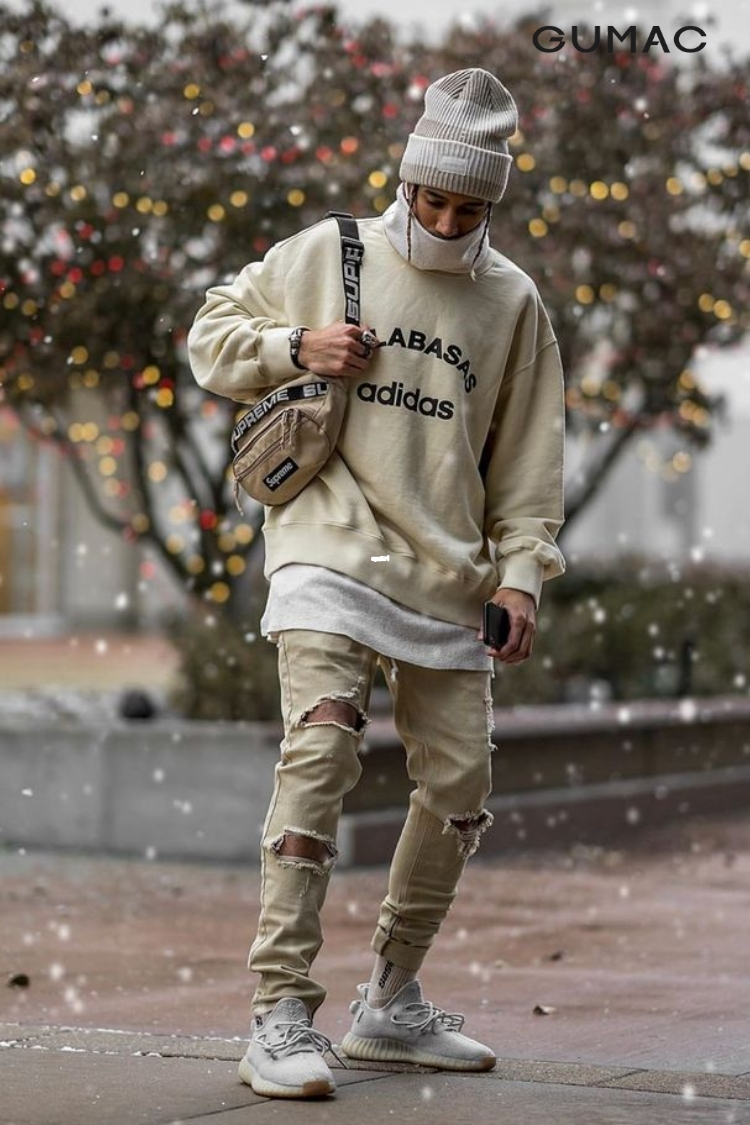 Mũ len hoodie áo khoác da