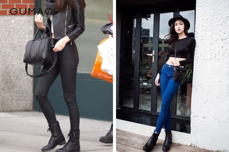 Giay boot co cao ca tinh cung quan jean den