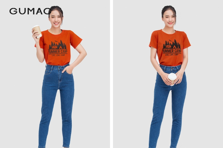 Áo phông kết hợp quần jean ôm