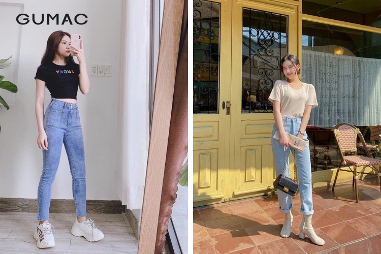 Mix áo Croptop cùng quần jean ôm