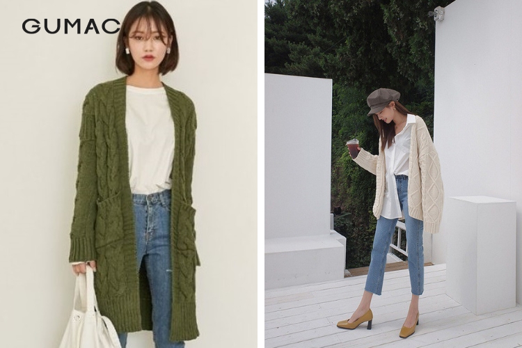 Quần jean ôm phối cùng áo Cardigan