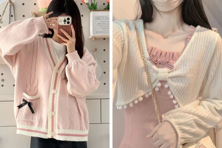 Cardigan coquette bow