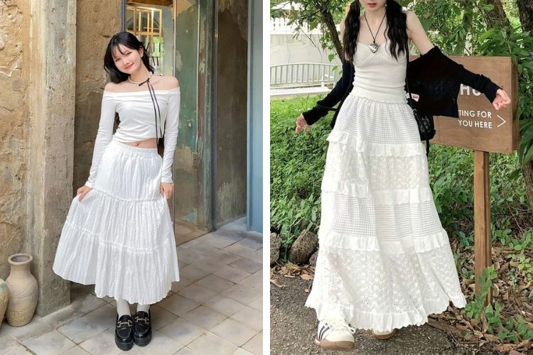 Chân váy coquette midi 