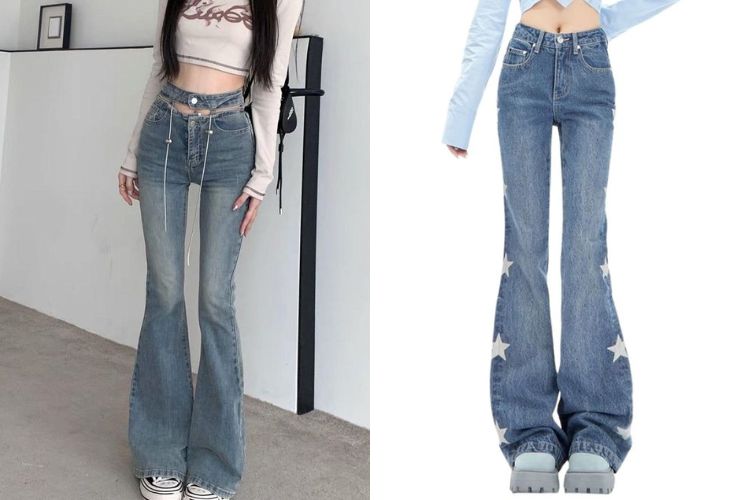 Quần jeans ống loe style y2k