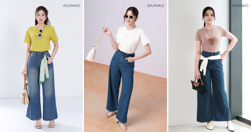 Bộ đôi áo thun và quần jeans mang đến vẻ ngoài năng động, trẻ trung và cực kỳ thoải mái cho các hoạt động thường ngày.