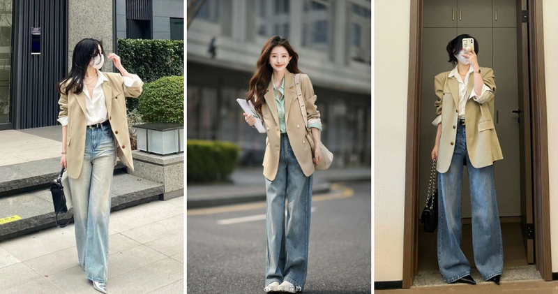 Set đồ áo vest/blazer mix quần jeans đặc biệt phù hợp cho các quý cô công sở, mang lại sự tự tin và phong thái chuyên nghiệp.