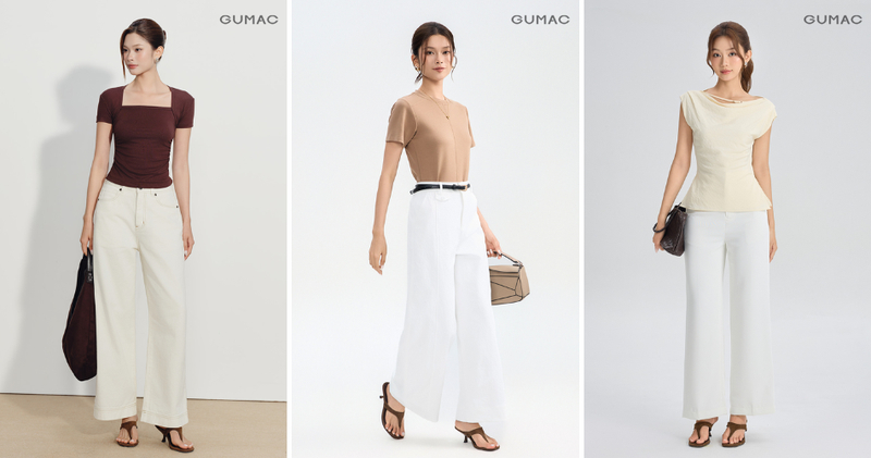 Quần jeans trắng có cảm giác trẻ trung và dễ ứng dụng hơn quần tây trắng.
