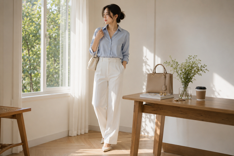Quần trắng đẹp và dễ phối, nhưng cũng cần chọn đúng chất liệu, phom dáng và phụ kiện để tránh lỗi trang phục.