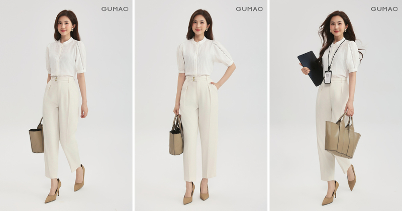 Quần trắng phối áo cùng màu trắng phong cách monochrome.