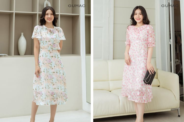 Đầm hoa phối nhiều lớp