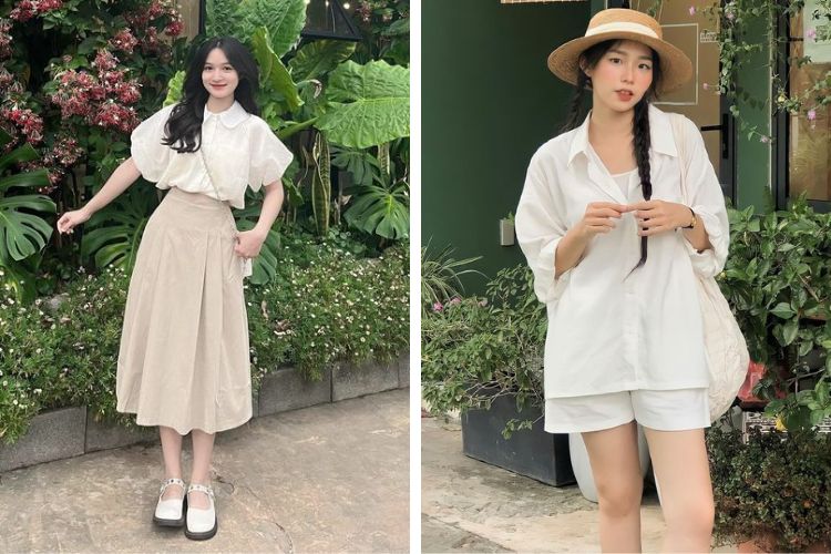  Set đồ đi du lịch áo sơ mi thanh lịch