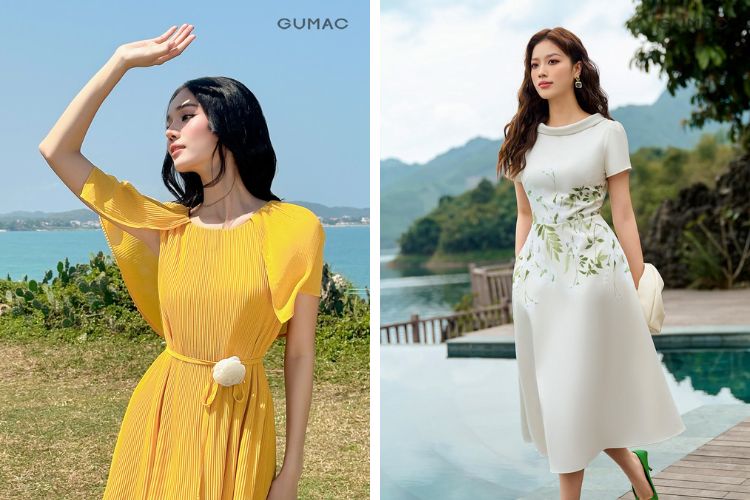 Bộ đôi váy liền thân đi du lịch xinh xắn