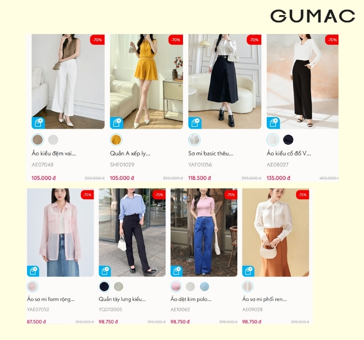shop quan ao o bac ninh gumac khuyen mai