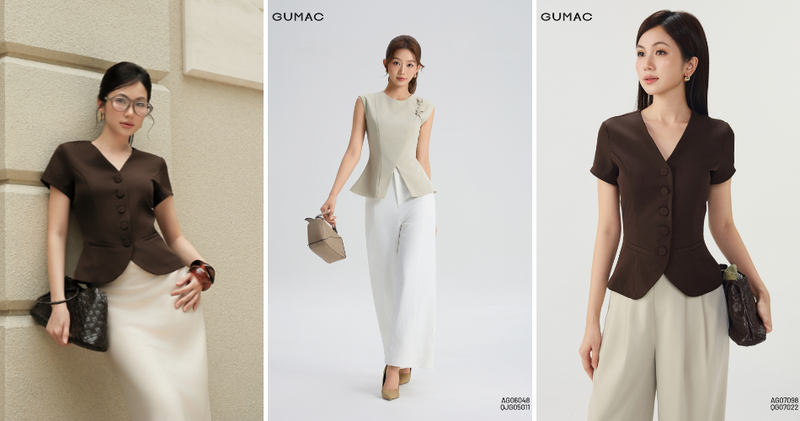 Dáng quả táo thường nên chọn áo size S có form suông nhẹ, áo cổ chữ V, áo peplum, áo sơ mi dáng suông hoặc áo có chất liệu mềm rũ.