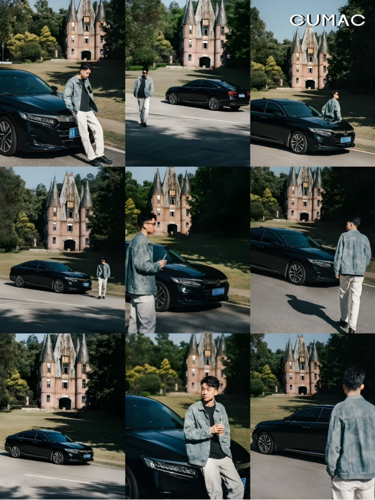 tao dang chup anh nam ngau voi xe