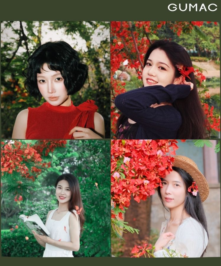 phoi do va trang diem phu hop chup anh hoa phuong