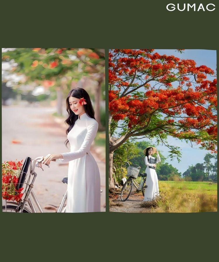 pose dang cung xe dap va gio hoa phuong