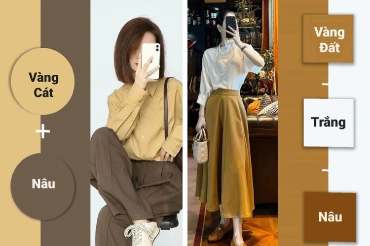 Màu nâu phối với màu vàng