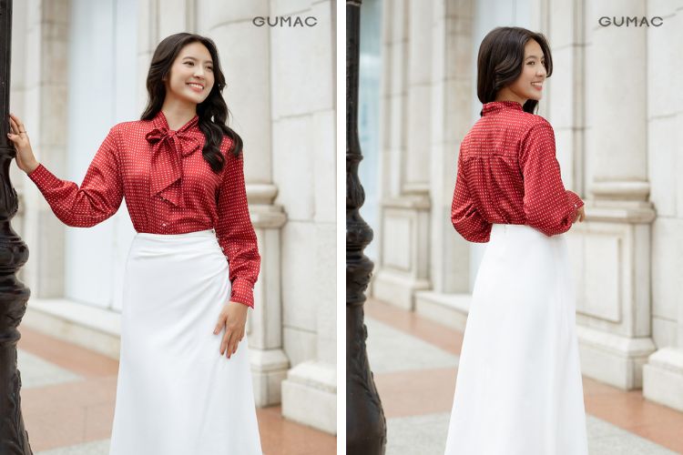 màu đỏ kết hợp với màu trắng
