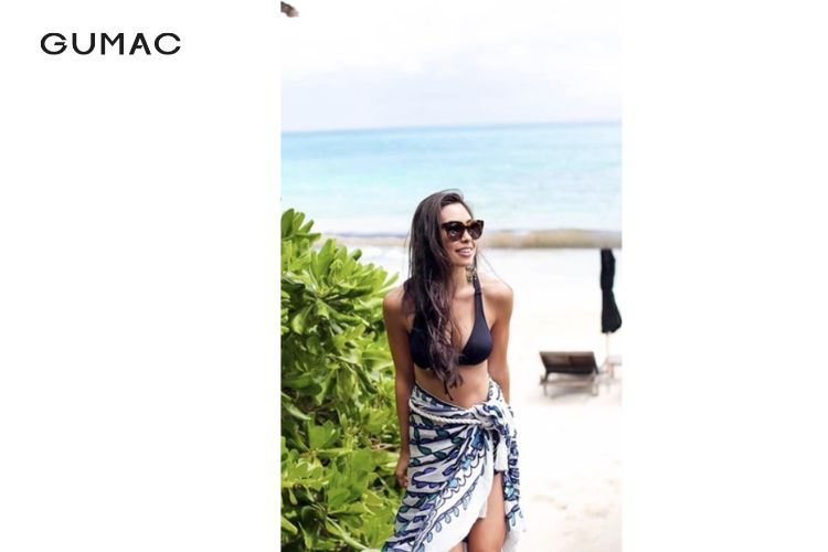 Bikini mix khăn choàng họa tiết độc đáo