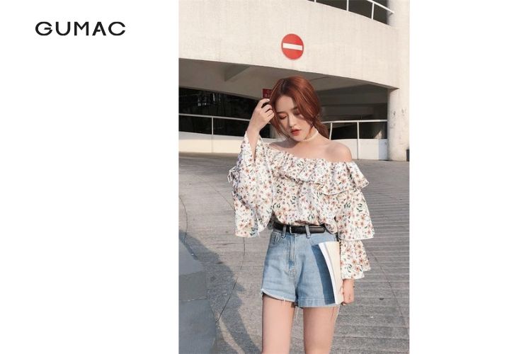 Quần short mix áo trễ vai sành điệu