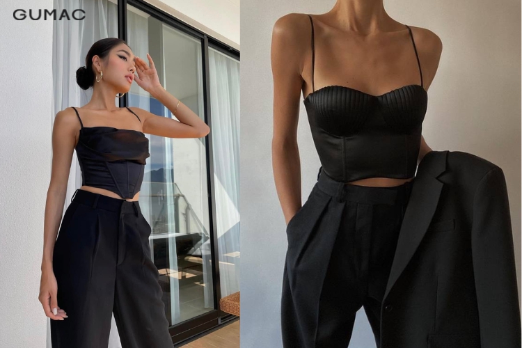Áo Corset phối với quần tây hoặc quần cargo