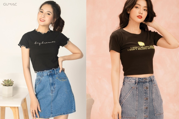 Chân váy Jeans xẻ tà