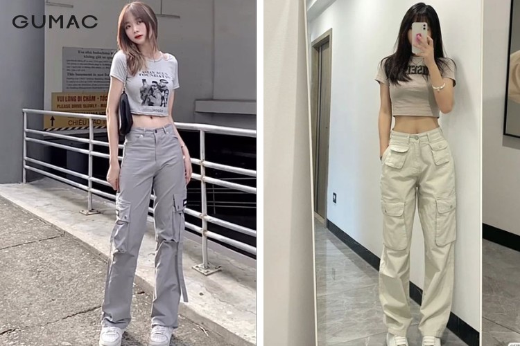 Kết hợp áo croptop và quần baggy lưng cao cá tính Kết hợp áo croptop và quần baggy lưng cao cá tính