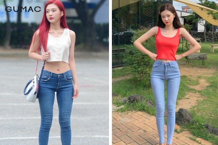 Phối áo dáng ngắn cùng quần skinny lưng cao Phối áo dáng ngắn cùng quần skinny lưng cao