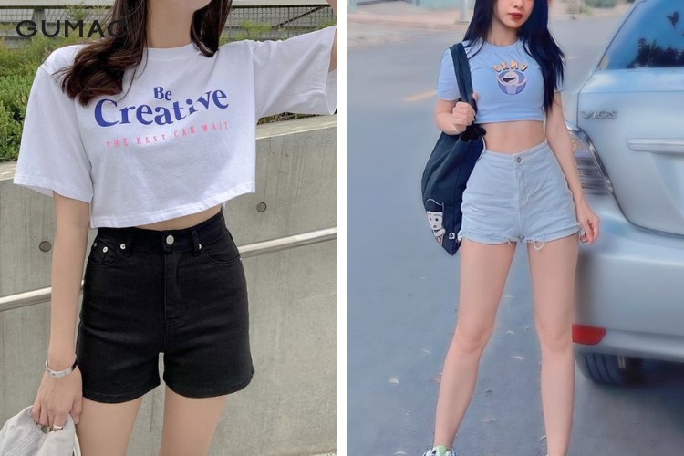 Thời trang áo croptop cùng quần short cạp cao năng động Thời trang áo croptop cùng quần short cạp cao năng động