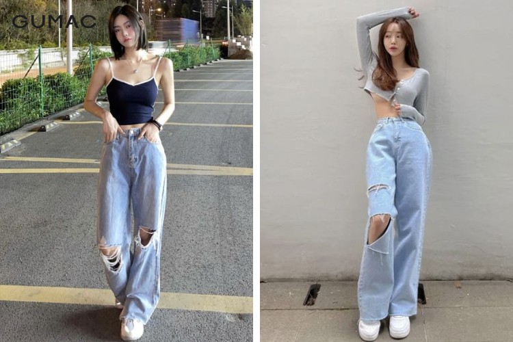 Thời trang áo croptop cùng quần ống rộng cạp cao Thời trang áo croptop cùng quần ống rộng cạp cao