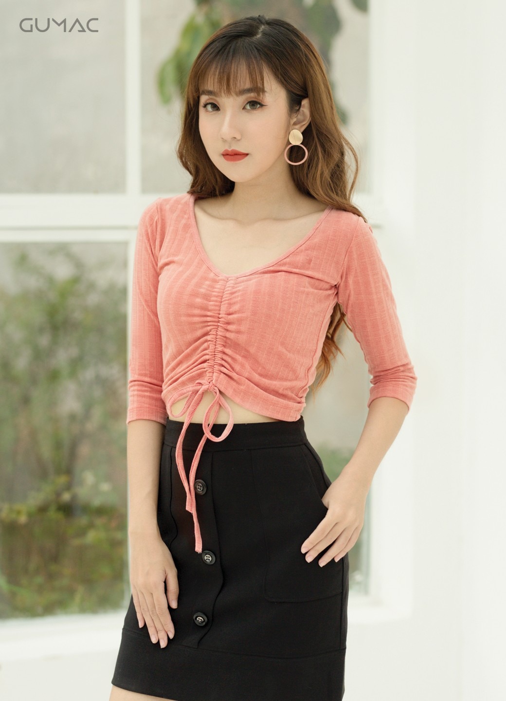 Set áo crop top phối chân váy xòe duyên dáng