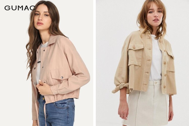 Áo khoác croptop nữ chất liệu kaki