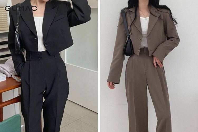 Thời trang sang trọng cùng áo vest croptop và quần tây