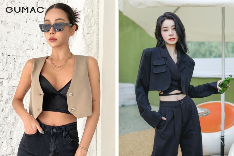 Áo khoác vest dáng ngắn croptop