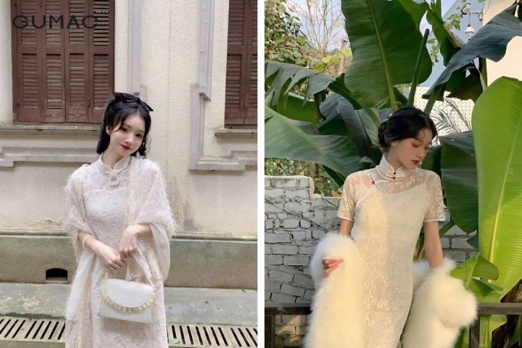 Mix áo dài cùng áo khoác len ấm áp Mix áo dài cùng áo khoác len ấm áp