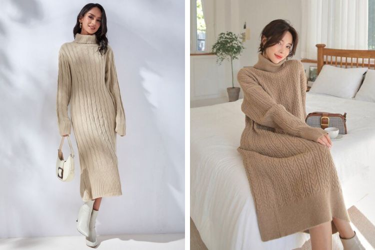 Phối áo len dáng dài với phù kiện tinh tế Phối áo len dáng dài với phù kiện tinh tế