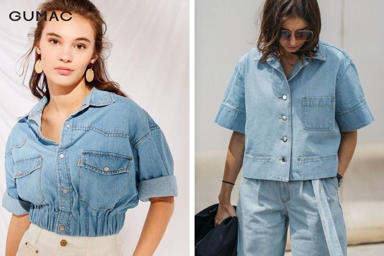 Áo sơ mi jean ngắn tay Áo sơ mi jean ngắn tay