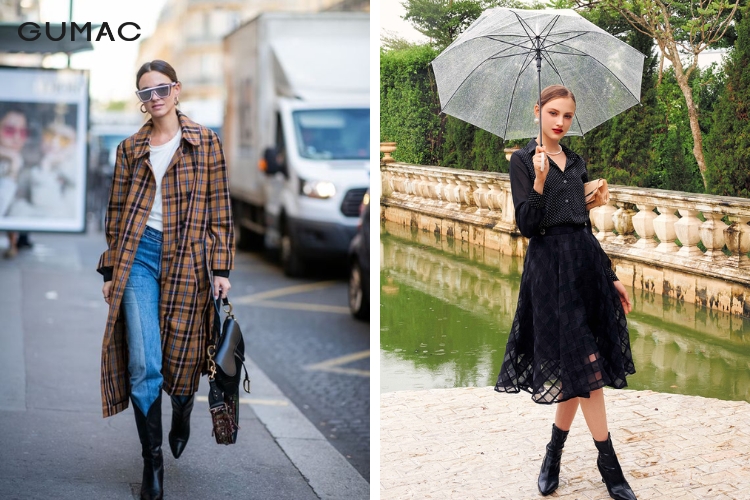 Giày boot da kết hợp áo sơ mi sành điệu