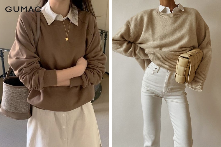 Kết hợp áo len thời trang cùng áo sơ mi nữ mùa đông