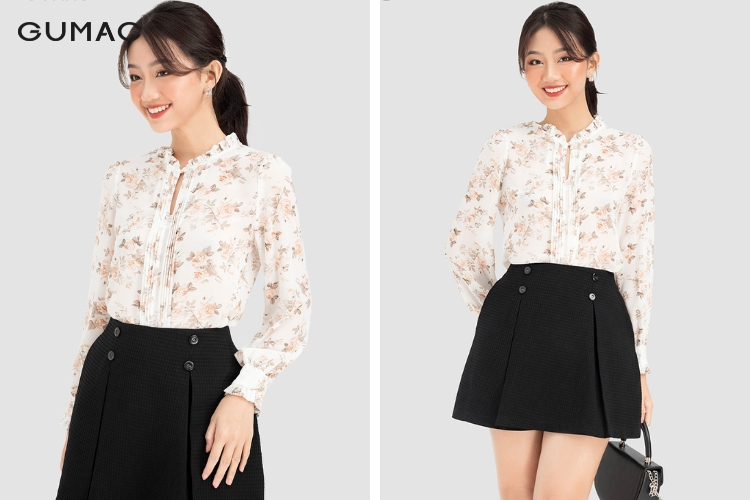 Tạo thêm sự nữ tính thông qua áo sơ mi nữ viền bèo để mặc vào mùa đông