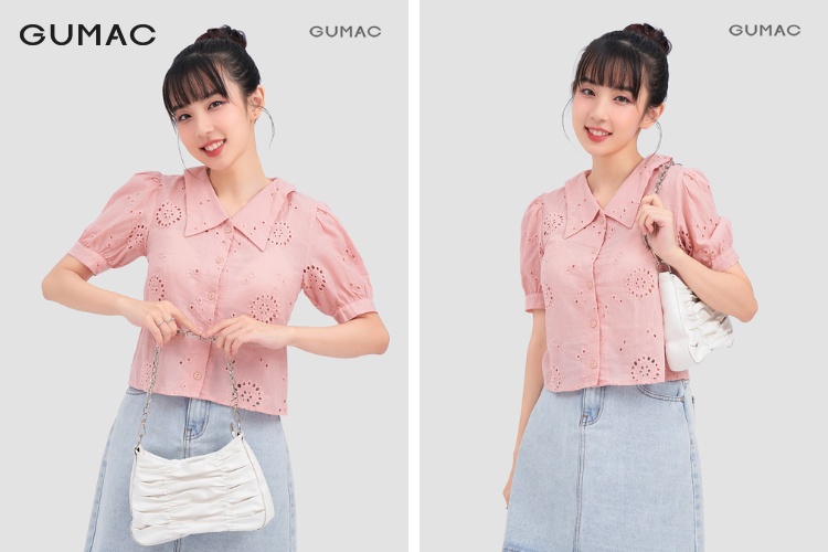 Phong cách ăn mặc mùa hè cùng với áo sơ mi nữ cổ sen vuông