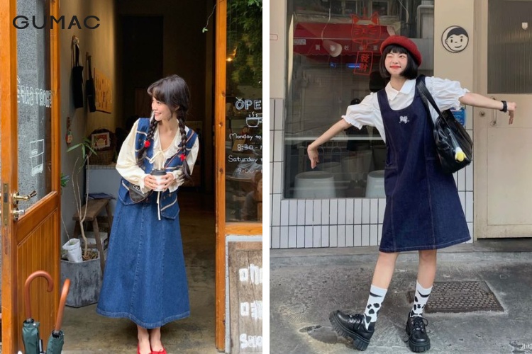 Mặc áo sơ mi mùa hè cùng với yếm phù hợp cho nữ