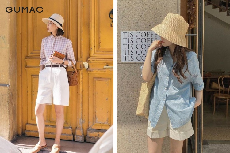 Quần lửng mặc cùng áo sơ mi mùa hè cho nữ
