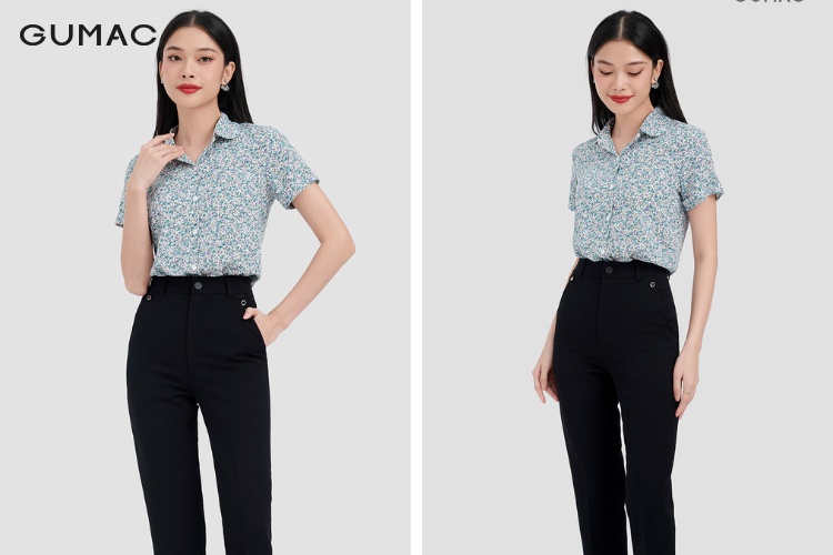 Mặc áo sơ mi bâu tròn dành cho nữ vào mùa hè