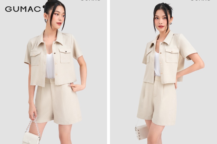 Phối áo thun với áo sơ mi nữ cho mùa thu