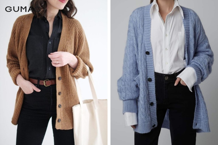Mix cardigan trẻ trung cùng áo sơ mi mùa thu cho nữ
