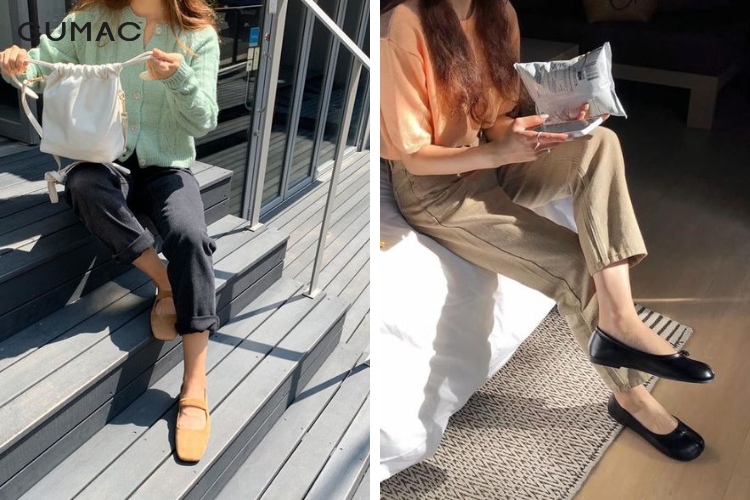 Giày mũi vuông thời trang mùa thu cho nữ