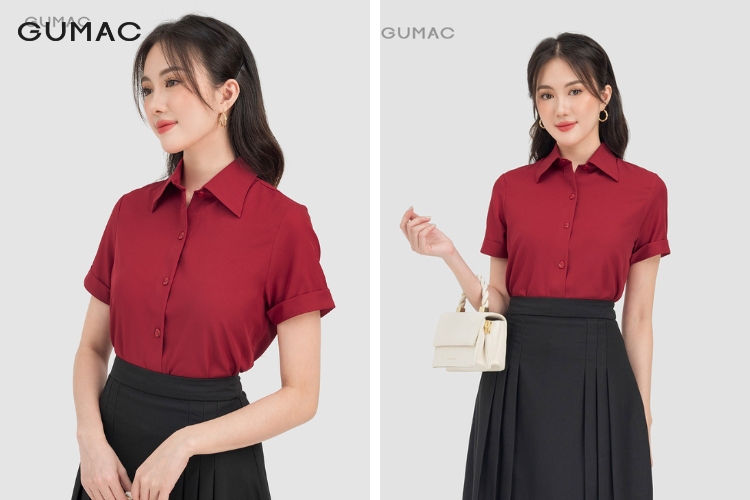 Thời trang mùa xuân cùng với áo sơ mi nữ tay ngắn trẻ trung