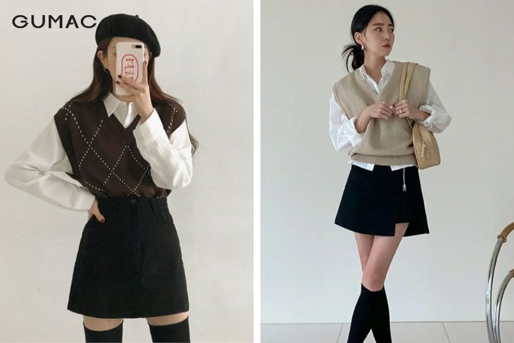 Mặc áo gile với áo sơ mi nữ phù hợp cho mùa xuân